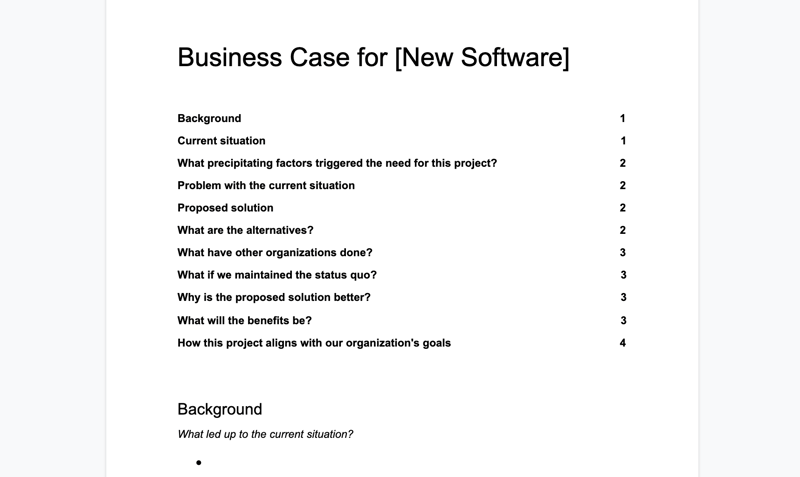 Business Case Template