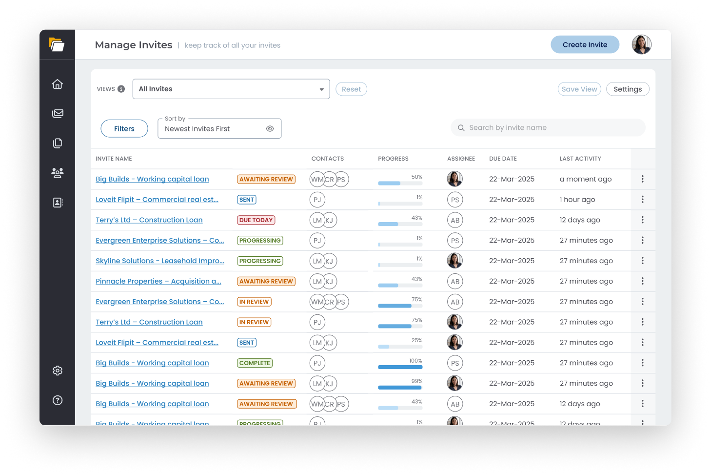 fileinvite home ui video2