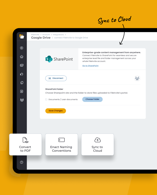 FileInvite app converting and syncing to cloud