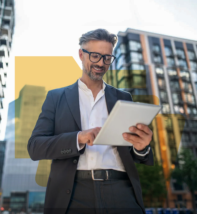 Commercial Borrower on his tablet